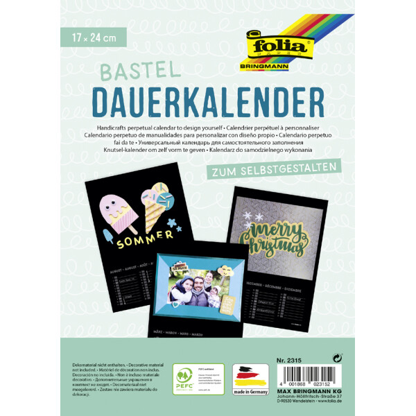 folia Kreativ-Wandkalender, 170 x 240 mm, schwarz