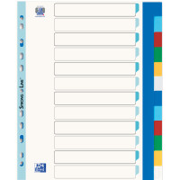 Oxford Kunststoff-Register, blanko, farbig, DIN A4,12-teilig