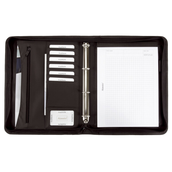 Alassio Ringbuchmappe "RONDO", A4, Lederimitat, schwarz