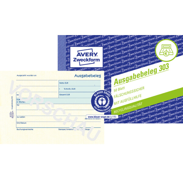 AVERY Zweckform Formularbuch "Ausgabebeleg", A6 quer, gelb
