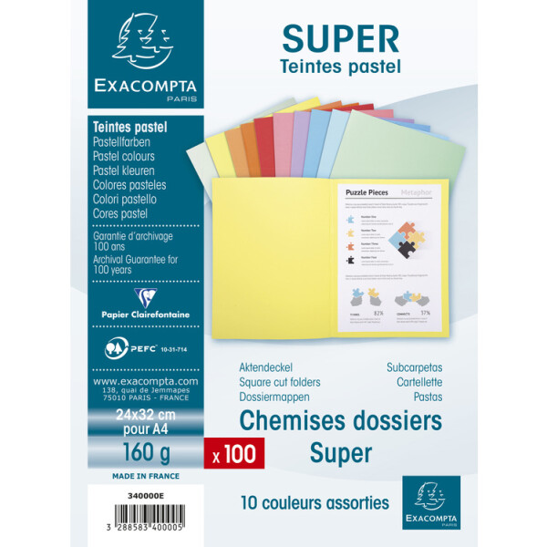 EXACOMPTA Aktendeckel SUPER 160, DIN A4, farbig sortiert