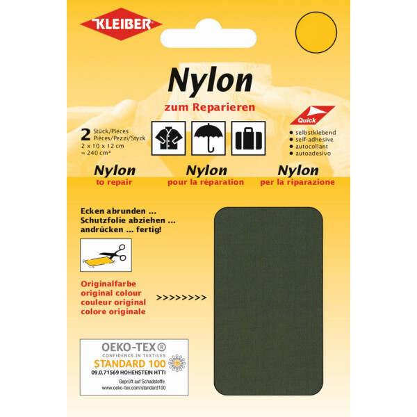 KLEIBER Nylon-Flicken, selbstklebend, grau