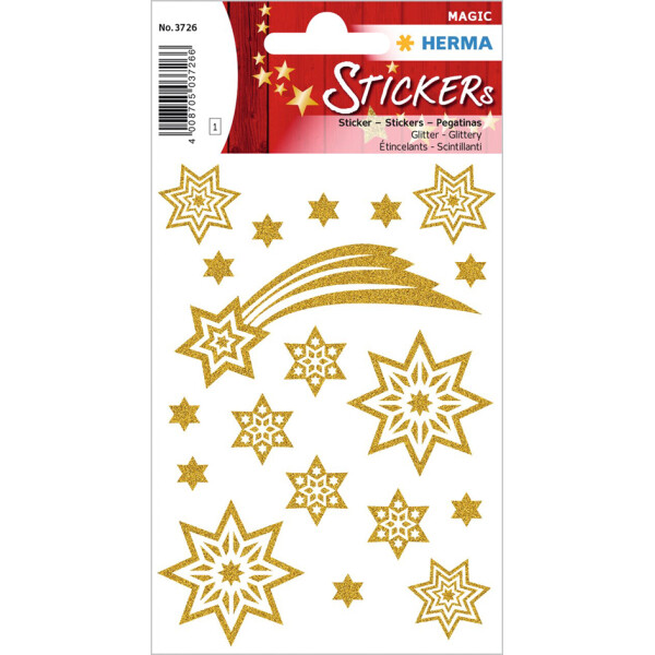 HERMA Weihnachts-Sticker MAGIC "Sterne gold", glittery