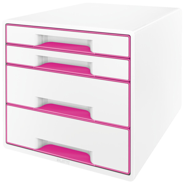 LEITZ Schubladenbox WOW CUBE, 4 Schübe, perlweiß pink