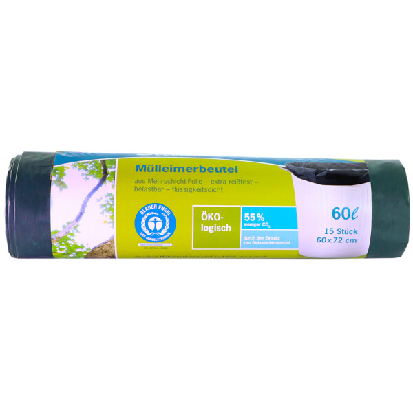 Secolan Mülleimerbeutel, grün schwarz, 60 Liter, 30 my