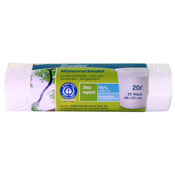Secolan Mülleimerbeutel, grün schwarz, 60 Liter, 30 my