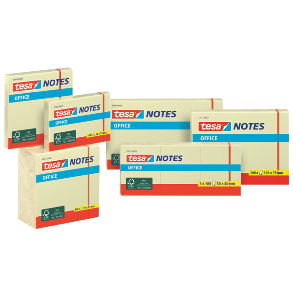 tesa Office Notes Haftnotizen, 50 x 40 mm, gelb