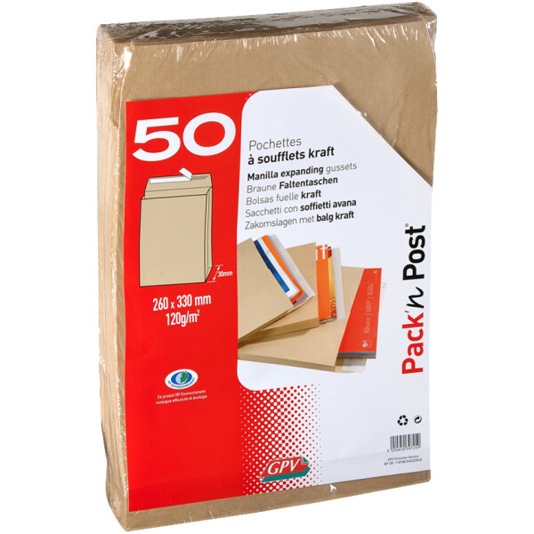 GPV Faltenversandtaschen 24, 260 x 330 mm, ohne Fenster