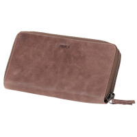 MIKA Damengeldbörse, aus Leder, Farbe: grau-braun