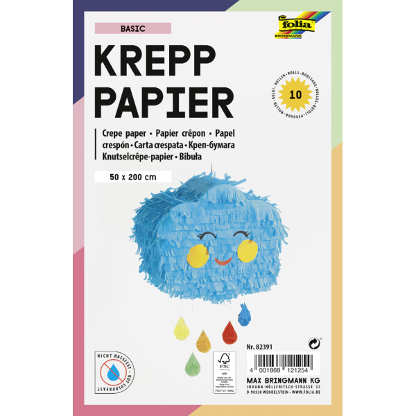 folia Krepppapier-Rollen TREND, 500 mm x 2 m, sortiert