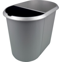 helit Papierkorb "the double", oval, PE, silber...