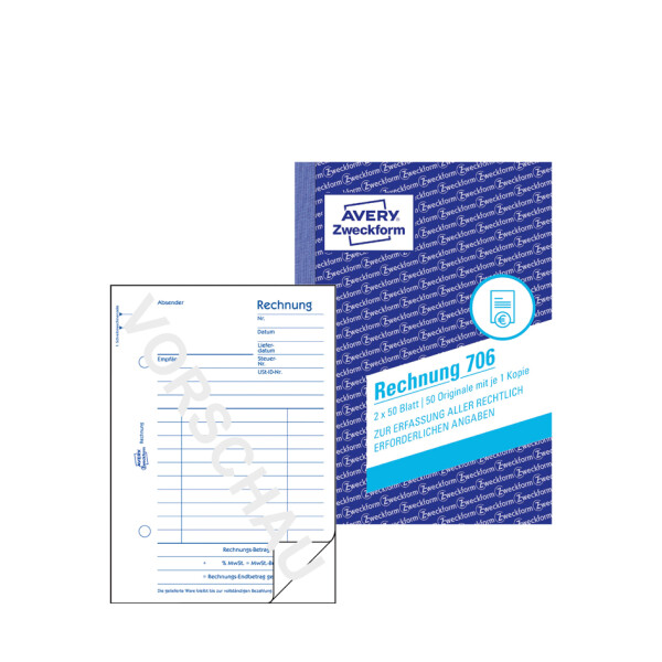 AVERY Zweckform Formularbuch "Rechnung", SD, 2 x 40 Blatt