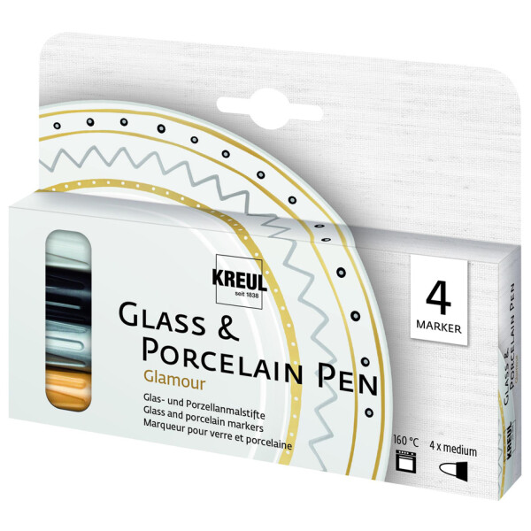 KREUL Glass & Porcelain Pen Glamour, 4er-Set