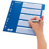 LEITZ Kunststoff-Register, blanko, A4, 10-teilig, farbig