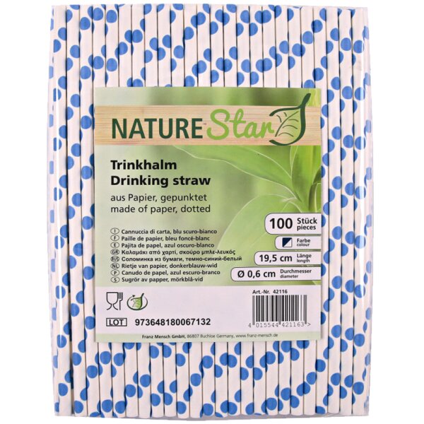 NATURE Star Papier-Trinkhalm, 197 mm, gr&uuml;n wei&szlig; gepunktet