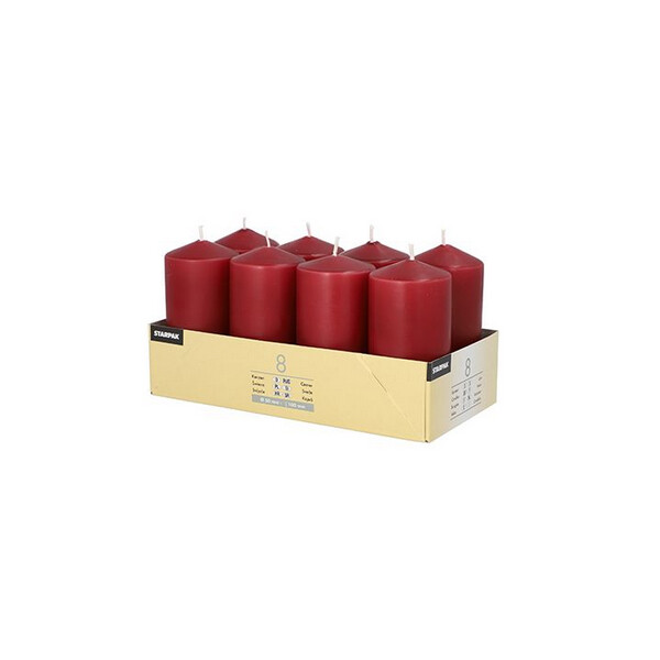 STARPAK Stumpenkerze, Durchmesser: 50 mm, rot, 8er