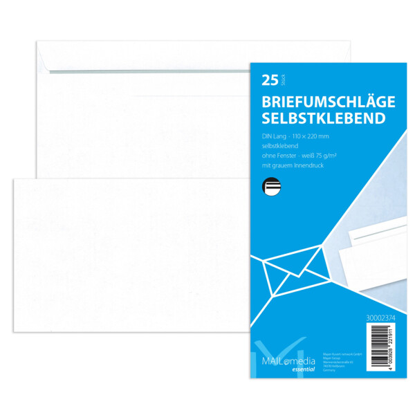 MAILmedia Briefumschlag Offset wei&szlig;, DIN lang, ohne Fenster