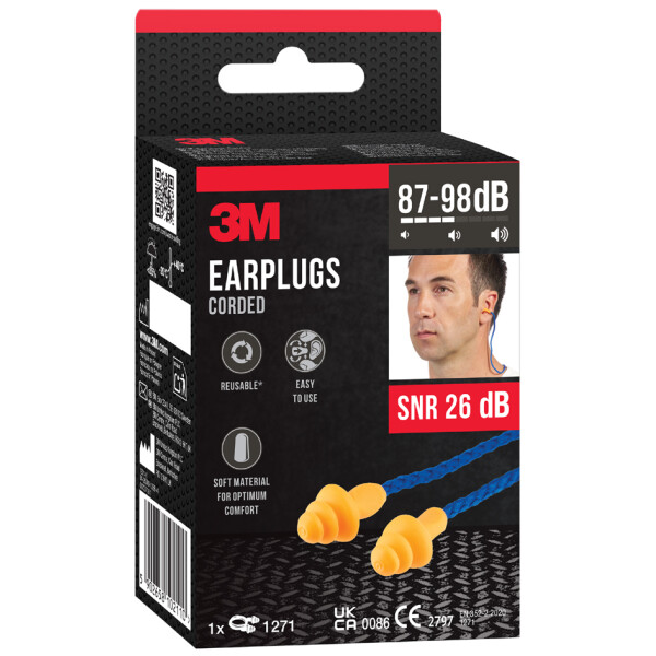 3M Gehörschutzstöpsel 1271, mit Kordel, orange