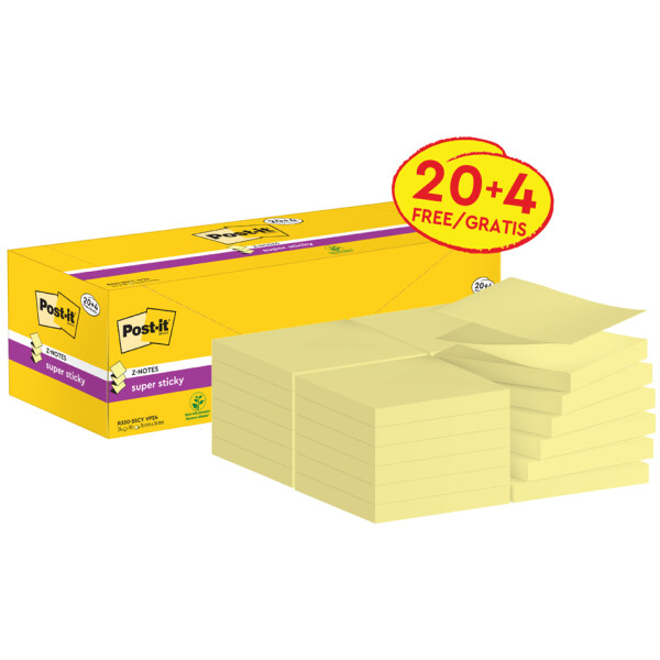 Post-it Haftnotizen super sticky z-notes, 76 x 76 mm, 20+4