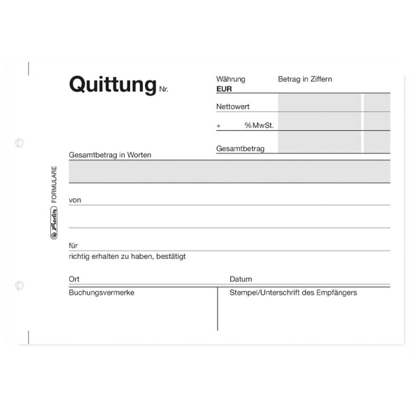herlitz Formularbuch "Quittung 403", DIN A6, 2 x 50 Blatt