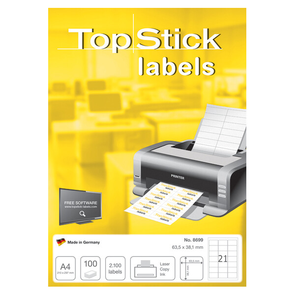 TOP STICK Universal-Etiketten, 105 x 42,3 mm, weiß,100 Blatt