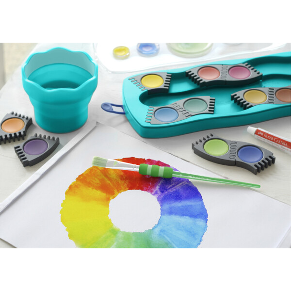 FABER-CASTELL Deckfarbkasten CONNECTOR, 12 Farben, blau