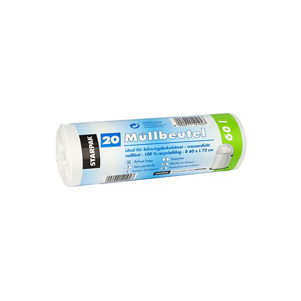 STARPAK Mülleimerbeutel LDPE, 60 Liter, weiß