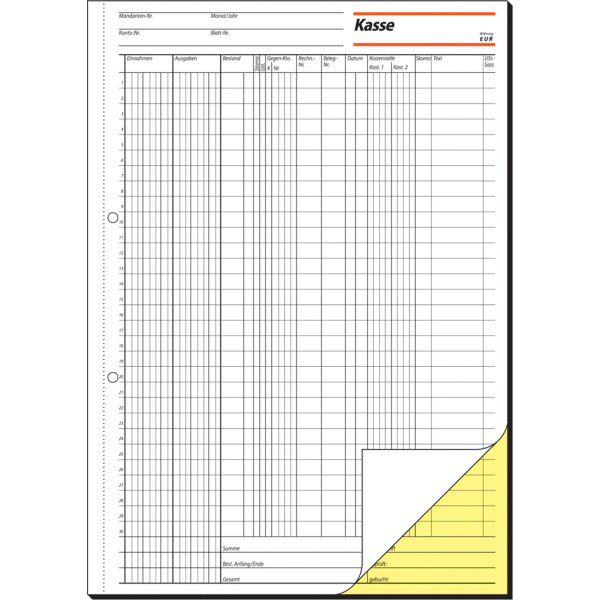 sigel Formularbuch "Kassenabrechnung", A4, 2 x 50 Blatt
