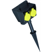 BACHMANN Gartensteckdose mit Erdspieß, 2-fach, schwarz