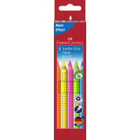 FABER-CASTELL Dreikant-Buntstifte Jumbo GRIP Neon, 5er Etui