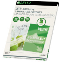 LEITZ Laminierfolientasche, DIN A4, selbstklebend, 250 mic