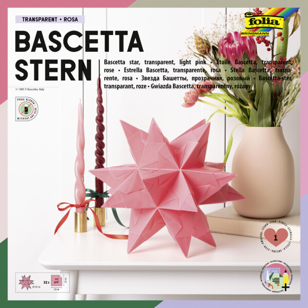 folia Faltblätter Bascetta-Stern, 200 x 200, hellgelb
