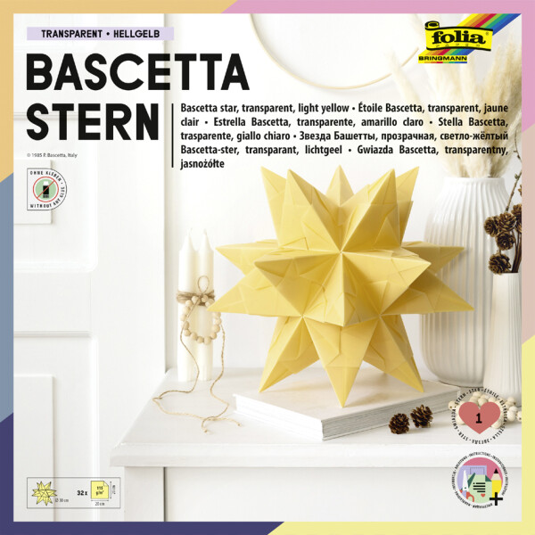 folia Faltblätter Bascetta-Stern, 200 x 200, hellgelb