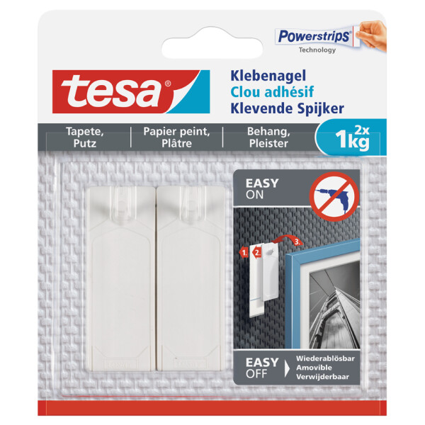 tesa Powerstrips Klebenagel für Tapeten und Putz, 1,0 kg