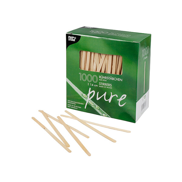 PAPSTAR Holz-Rührstäbchen "pure", Länge: 140 mm
