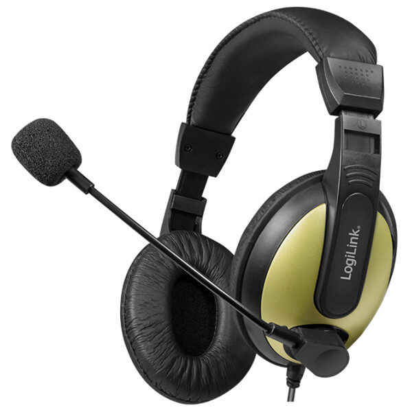 LogiLink Headset High Quality, mit Ohrpolster, schwarz gold