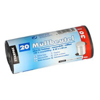 STARPAK Mülleimerbeutel LDPE, 30 Liter, grau
