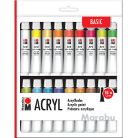 Marabu Acrylfarben-Set, 18 x 12 ml, farbig sortiert