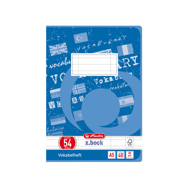 herlitz Vokabelheft x.book, DIN A5, 3-spaltig, 40 Blatt