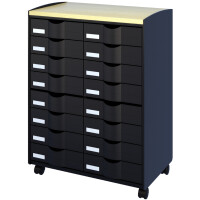 PAPERFLOW Rollwagen, 16 Schübe schwarz buche