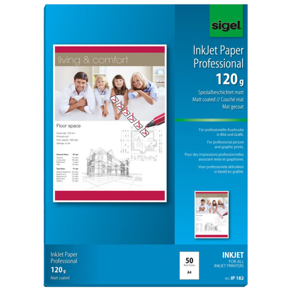 sigel Inkjet-Papier, DIN A4, 120 g qm, hochweiß, matt