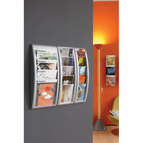 PAPERFLOW Wand-Prospekthalter Quick fit, 4 Fächer, schwarz