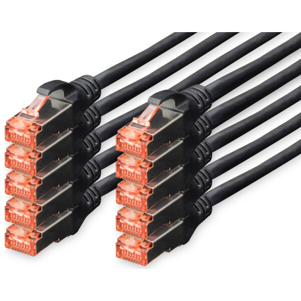 DIGITUS Patchkabel Kat. 6, S FTP, 0,25 m, schwarz, Set