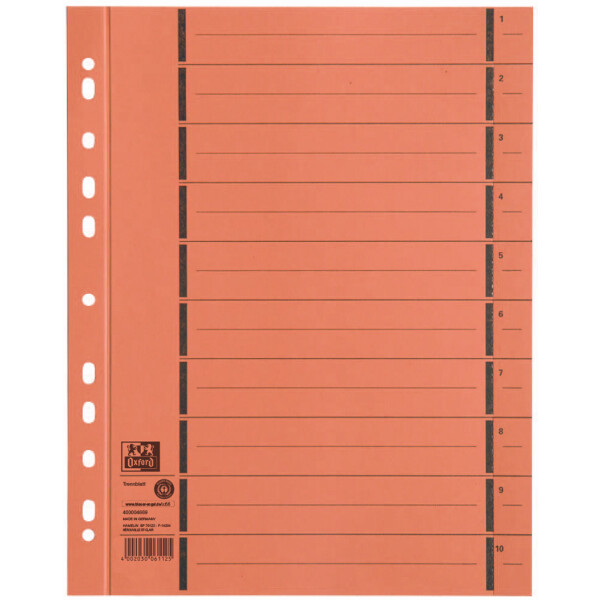Oxford Trennblätter mit Perforation, DIN A4, grau