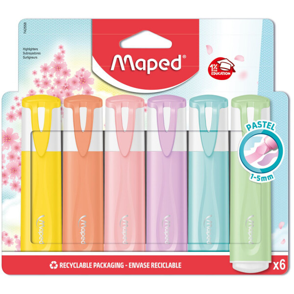 Maped Textmarker FLUOPEPS PASTEL, 6er Blister