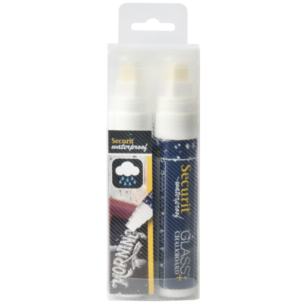 Securit Kreidemarker WATERPROOF LARGE, 2er Etui, weiß