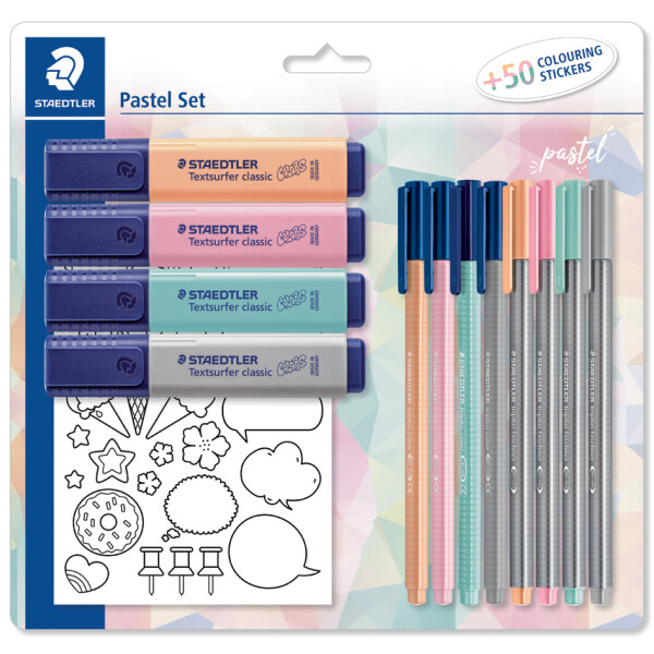 STAEDTLER Schreibset pastel, mit 50 Sticker zum Ausmalen