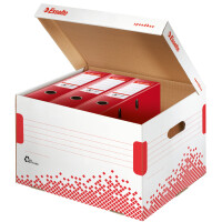 Esselte Archiv-Klappdeckelbox SPEEDBOX, DIN A4, weiß rot