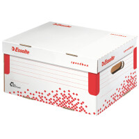 Esselte Archiv-Klappdeckelbox SPEEDBOX, für Ordner, weiß rot