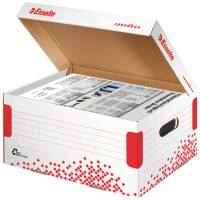 Esselte Archiv-Klappdeckelbox SPEEDBOX, für Ordner, weiß rot